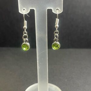 Chic Silver Earrings with Green Accents